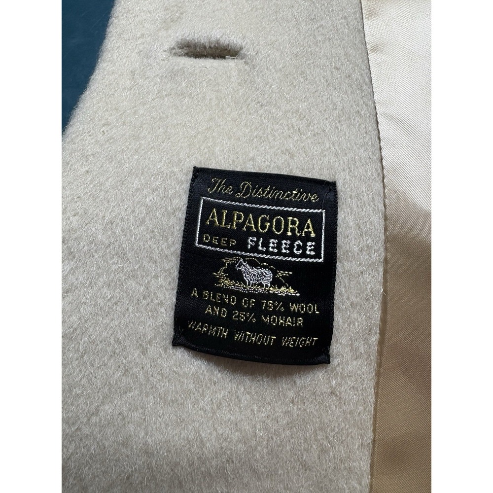 Vtg 60s Alpagora Deep Fleece Wool Mohair Coat ILGWU Cream Mod Swing Womens Large - Picture 2 of 16